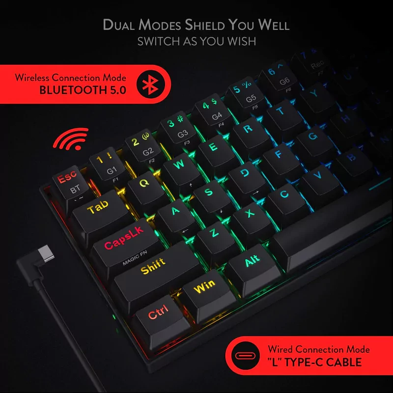 Redragon Draconic K530 Black Wireless- Brown Switch Redragon Draconic K530 Black Wireless- Brown Switch